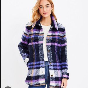 NWT LOFT Plaid Boucle Shirt Jacket (Medium)